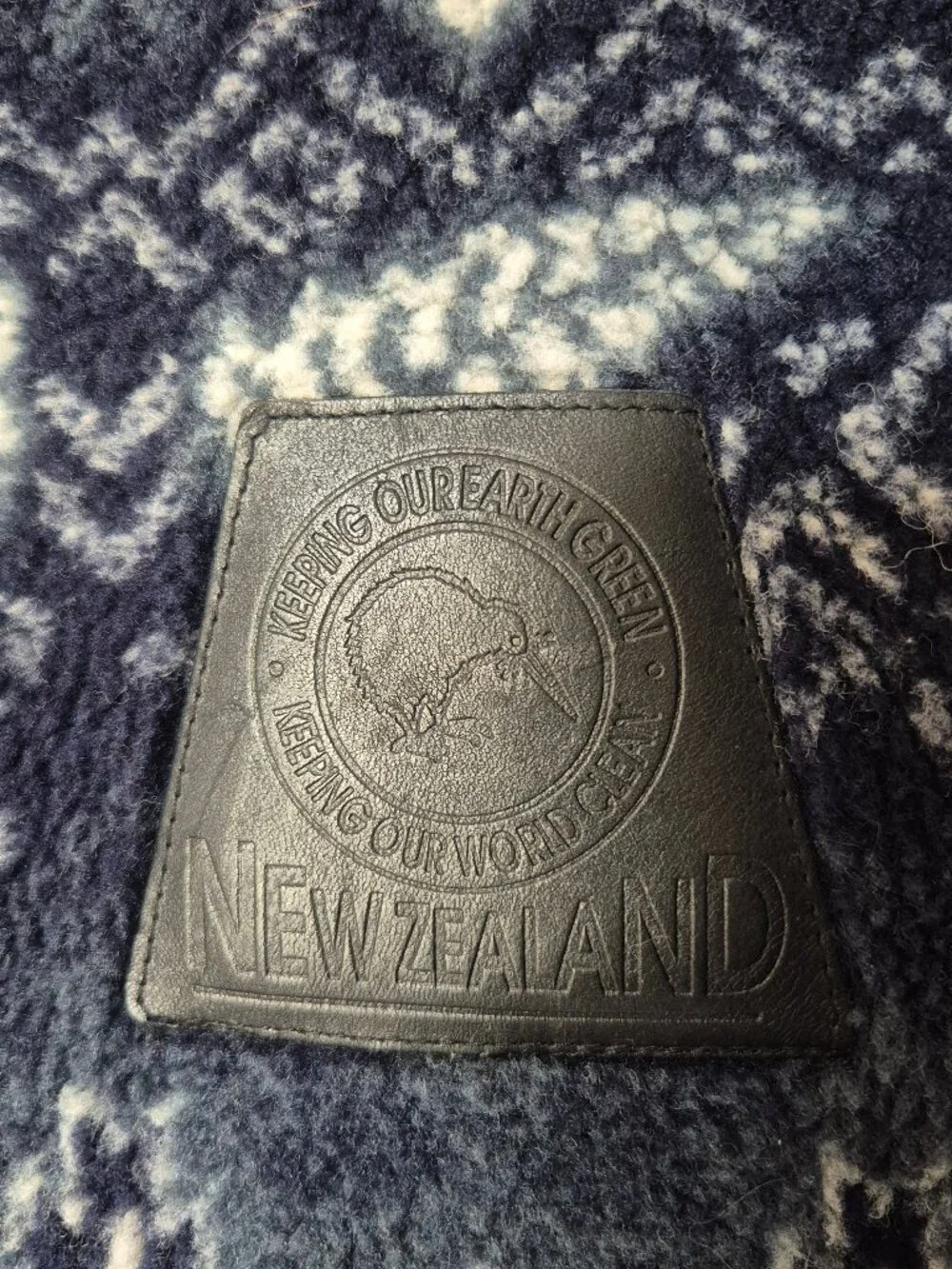 Vintage Mika New Zealand Kiwi Fern Nordic Fleece Jacket Zip-Up Pocket Blue Grey